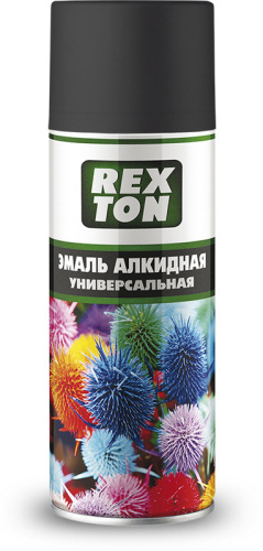 RT-100.10 Эмаль алкидная универсальная REXTON, черная матовая, аэрозоль 520 мл