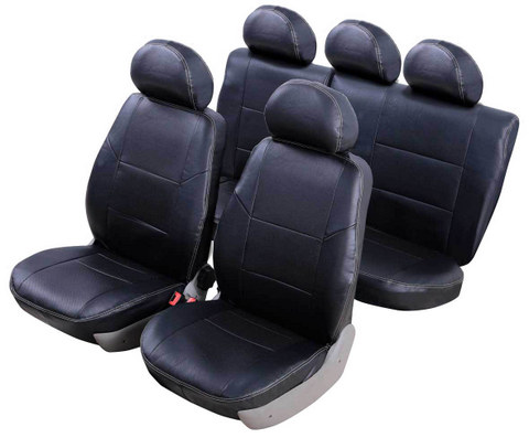 Чехлы модел. SENATOR ATLANT  экокожа SKODA RAPID 2014-н.в.  слит.зад.ряд, черный S1010631