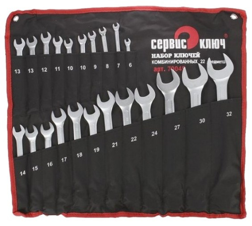 Набор ключей 22 предмета сумка (6-19, 21,22,24,27,30,32) холодный штамп CR-V 70045 СЕРВИС КЛЮЧ
