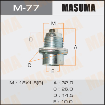 Болт маслосливной А/Т с магнитом  MASUMA  (Honda M77 \90081-PX4-003 \ M18X15 (R)  АКПП)