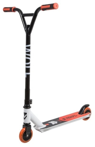 Самокат для детей NOVATRACK WOLF EL, PU колеса с пластик.ободом черно-оранжевый 149642