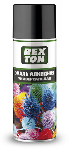 RT-100.00 Эмаль алкидная универсальная REXTON, черная глянцевая, аэрозоль 520 мл
