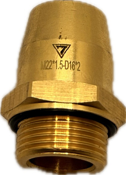 Фитинг латунный наружная M22x1,5мм D 16x2мм, (H1.M22x1,5 D16x2)
