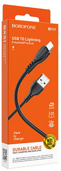 Дата-кабель универ. lightning USB / Iphone 1м, 2,4А, черный BOROFONE BX51 3893