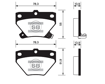 Колодки тормозные зад. SP-2044 \SP2044 \SANGSIN   Toyota Corolla  (NIBK. PN1454)  (TRW. GDB3243)
