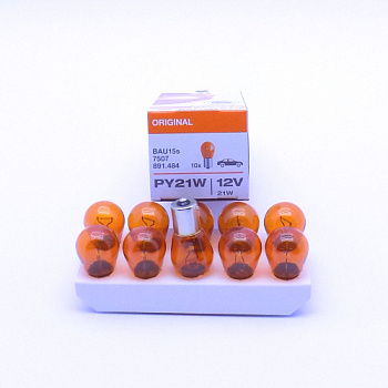 7507 ЛАМПА PY21W 12V 21W BAU15s <ОРАНЖ.> OSRAM (10 шт)