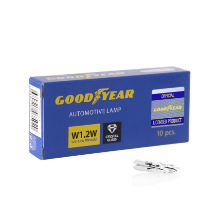 Лампа накаливания автомобильная Goodyear W1.2W 12V 1.2W W2x4.6d (коробка: 10шт.) GY015201