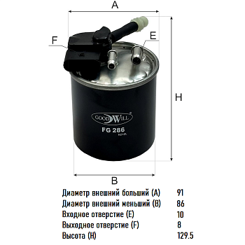 Фильтр топливный FG 286 \A6510901652\GOODWILL    MERCEDES  (MANN. WK820/17)