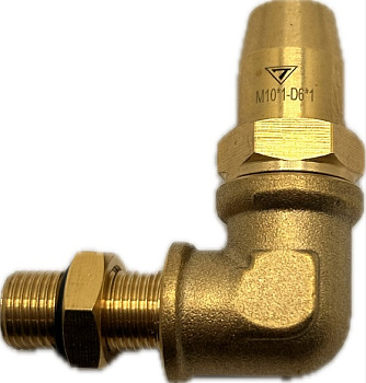 Фитинг латунный угловой M10x1мм D6x1мм, (C1.M10x1 D6x1)
