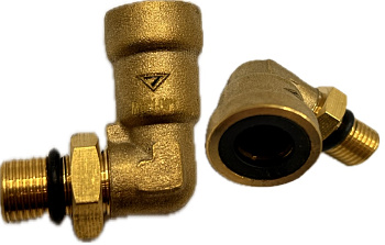 Фитинг латунный  с пласт. вставкой угловой M10x1мм D8x1мм (ключ PULLER08), (C2.M10x1 D8x1)