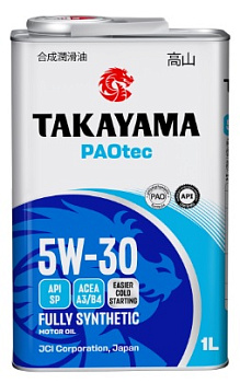 Takayama PAOtec 5W30 A3/B4 SP 1л (металл) синт