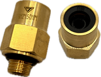 Фитинг латунный  с пласт. вставкой наружная M12x1,5мм D 10x1мм (ключ PULLER10), (H2.M12x1,5 D10x1)