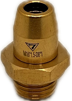 Фитинг латунный наружная M16x1,5мм D 8x1мм, (H1.M16x1,5 D8x1)
