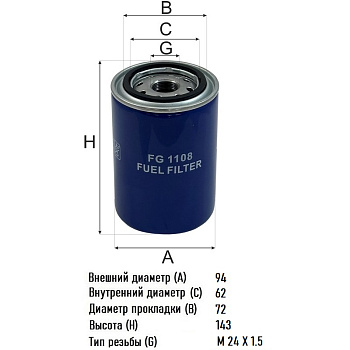 Фильтр топливный FG 1108 \1372444\GOODWILL   SCANIA (P550495)(FF5297) (SAK.FC-7913) (MANN. WK940/12)