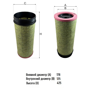 Фильтр воздушный AG 1159/1 (ВСТАВКА)\WG97251901031\GOODWILL   SHACMAN  (SAK. A-38040) (MANN. CF1810)