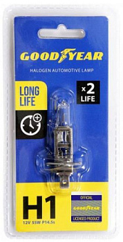 Н1 12V 55W GOODYEAR лампа автомобильная галогенная (P14,5s Long Life блистер)    GY011123