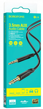 Аудиокабель AUX (поключение к автомагнитоле) 3.5 Jack, 1м черный BOROFONE BL16 9166