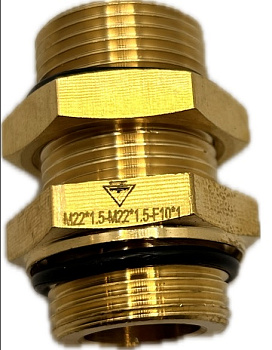 Фитинг-переходник M22x1,5мм M22x1,5мм F10x1мм, (D.M22x1,5 M22x1,5 F10x1)