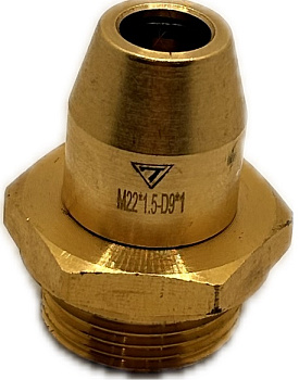 Фитинг латунный наружная M22x1,5мм D 9x1мм, (H1.M22x1,5 D9x1)