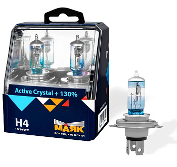 Н4 12V 60/55W P43t Active Crystal +130% "Маяк" (2 шт) Лампа галогенная 72420AC+130