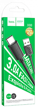 Дата-кабель универ. USB Type-C 1м, 3А, черный HOCO X88 3349
