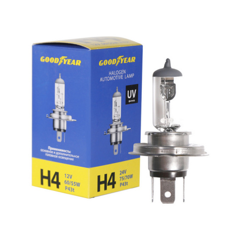 Лампа автомобильная галогенная Goodyear Н4 12V 60/55W P43t GY014120