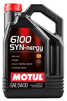 MOTUL 6100 Syn-nergy 5w30  SL, A3/B4  5 л (масло полусинтетическое) 113439