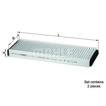 MAHLE Элемент фильтрующий салонного фильтра LA 239/S Z0322 (CU 3023-2)