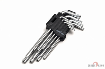 Набор Г-обр. звездочек TORX с отверстием на конце (9 предметов) 70675 СЕРВИС КЛЮЧ