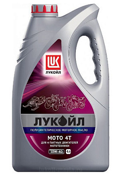 ЛУКОЙЛ Мото 4Т 10w40  4 л SL (масло полусинтетическое)