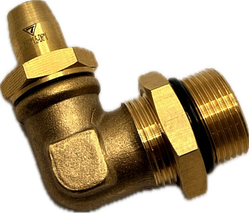 Фитинг латунный угловой M22x1,5мм D6x1мм, (C1.M22x1,5 D6x1)