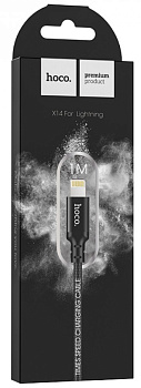 Дата-кабель универ. lightning USB / Iphone 1м, 2.4А, нейлоновая оплетка, черный HOCO X14 2820