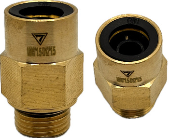 Фитинг латунный  с пласт. вставкой наружная M16x1,5мм D 12x1,5мм(ключ PULLER12),(H2.M16x1,5 D12x1,5)