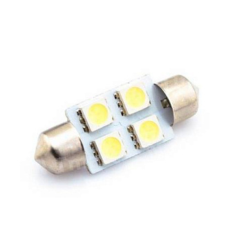Светодиод 12V АС-4 WHITE FE-T11*36/38 S8,5  4SMD (блистер 2 шт)   МАЯК