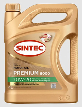 Sintec Premium 9000 0W20 C5 SN plus 4л синт