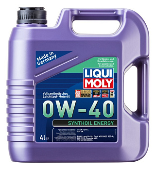 LIQUI MOLY Synthoil Energy 0W40 SN A3/B4 4 л (масло синтетическое) 2451