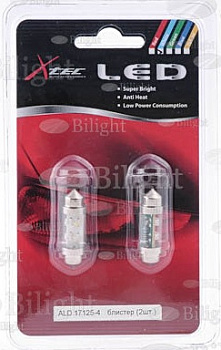 Автомобильная лампа C5W 12V-5W (S8,5-35/11) 4LED White (бл. 2шт) (ALD17125-4) салон