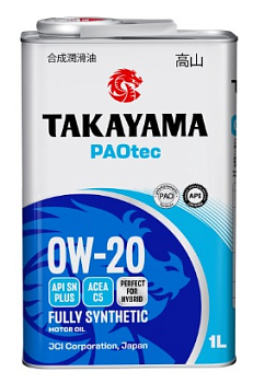 Takayama PAOtec 0W20 C5 SN plus 1л (металл) синт