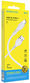 Дата-кабель универ. USB Type-C 1м, 3А, белый BOROFONE BX51 3947