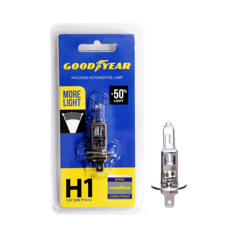 Лампа автомобильная галогенная Goodyear Н1 12V 55W P14,5s More Light (блистер) GY011125