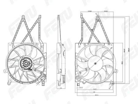 Электровентилятор охлаждения с Кожухом с резист. Lada Largus (12-)/Renault Logan(08-)A/C FFC106 FEHU