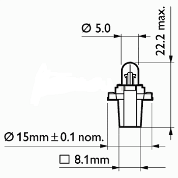 12597СР Лампа автомобильная 12v 1.2 w BAX 8.3 S/1.35  PHILIPS 1 шт ВИТРИНА