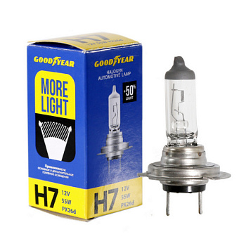 Лампа автомобильная галогенная Goodyear Н7 12V 55W PX26d More Light GY017124