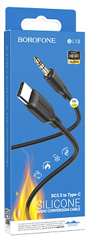 Аудиокабель AUX - адаптер Type-C (подключение к магнитоле) 3.5 Jack, 1м, черный BOROFONE BL18 1069