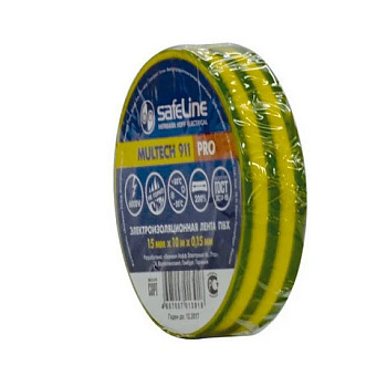 Изолента Safeline  15/10 желто-зеленая