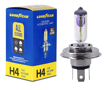 Н4 12V 60/55W GOODYEAR Лампа автомобильная галогенная (P43t All seasons коробочка)