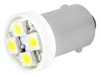 Автолампа диод T8.5 (T4W) 12V 4SMD диод , с цок. 1конт. SKYWAY конус белая КТ 10ШТ 8504 S08201225